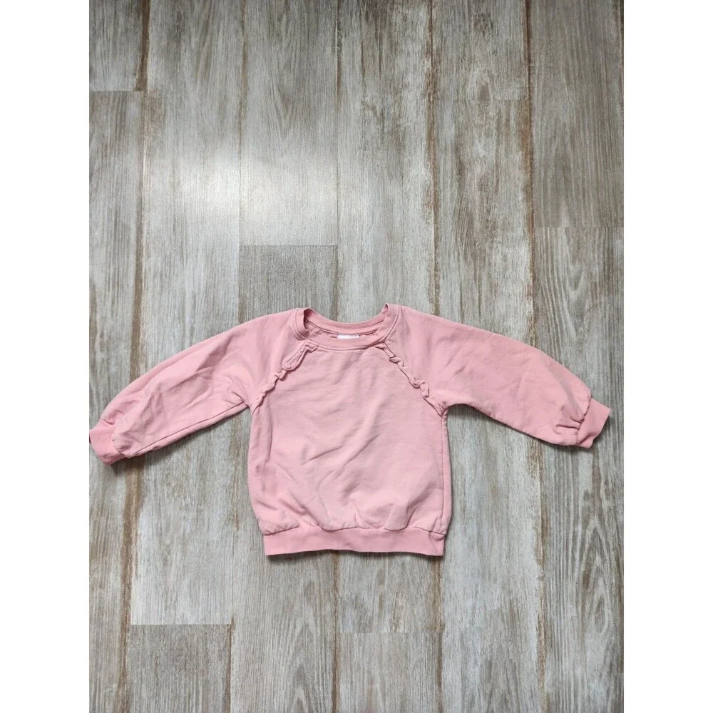 Haute Hippie Kids Pink Ruffle Crewneck Pullover Sweater Long Sleeve Girls 3T GUC